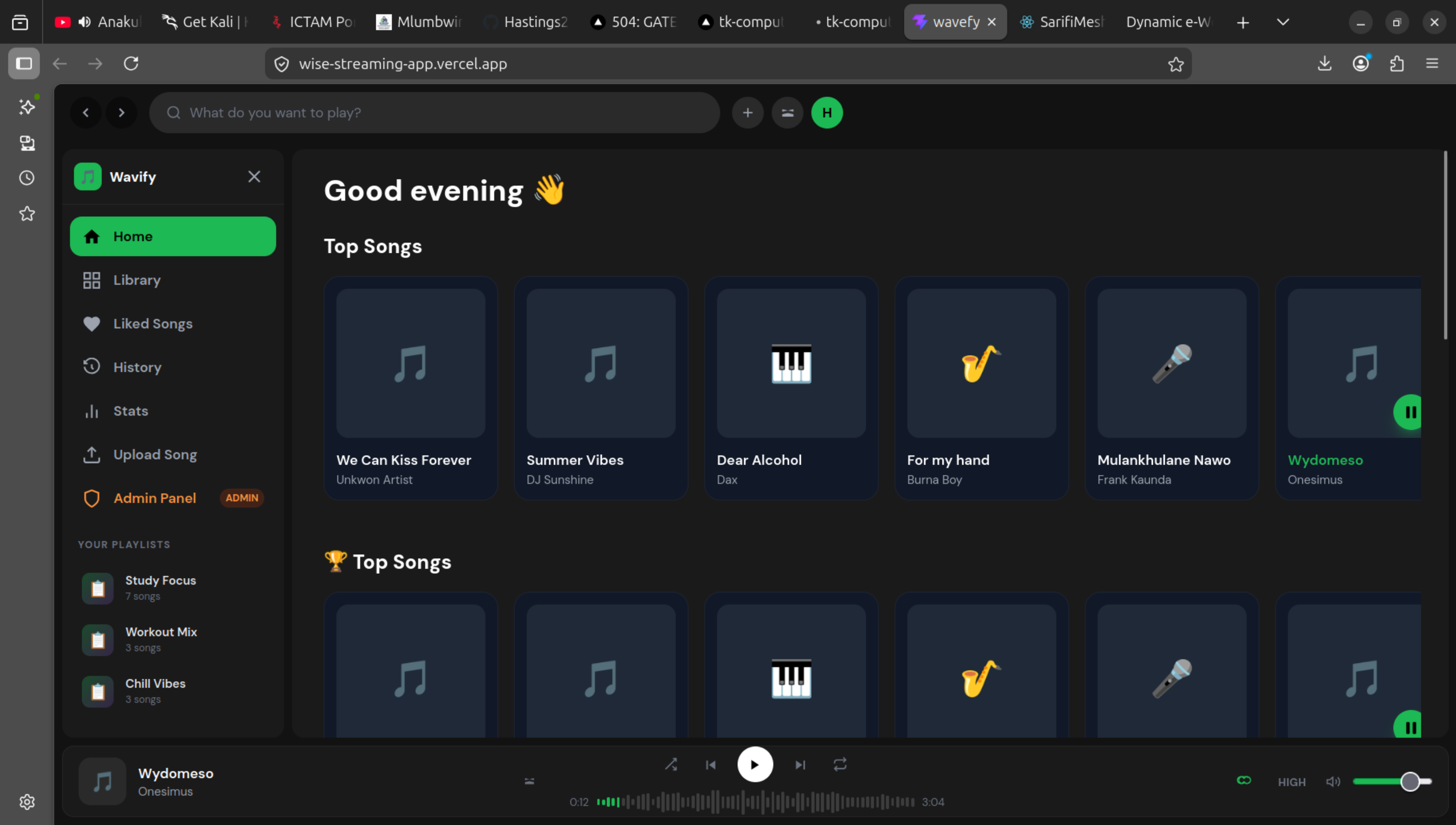 Wavefy music streaming app